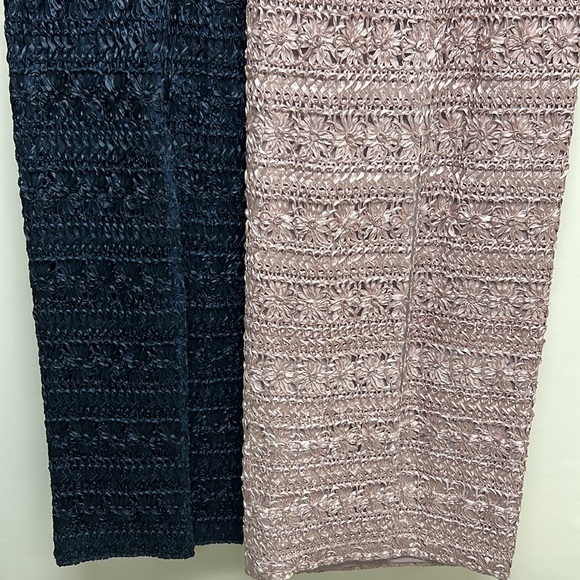 JS collections NAVY& PINK chevron ribbon embroidered back cutout long dress - Picture 8 of 11